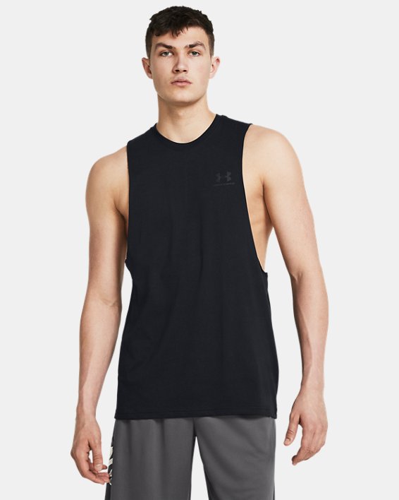 Men's UA Sportstyle Left Chest Cut-Off Tank in Black image number 0
